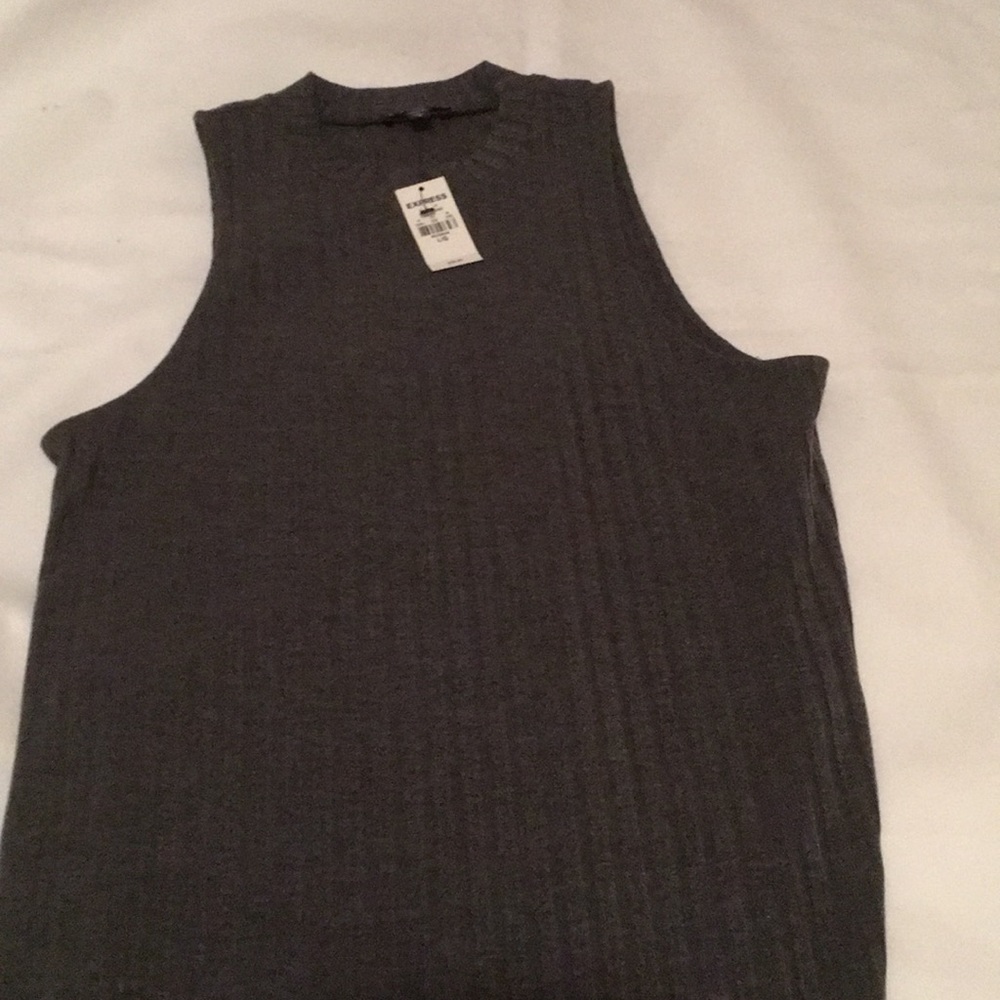 Express ribbed side split long dress - Silver